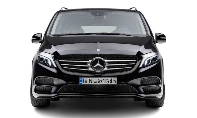 Mercedes classe V avec chauffeur privé de face.